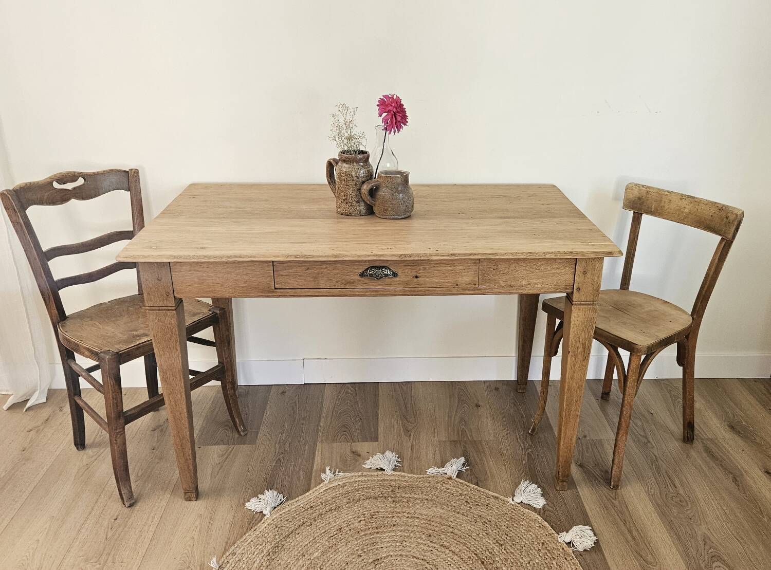 Solid wood farmhouse table