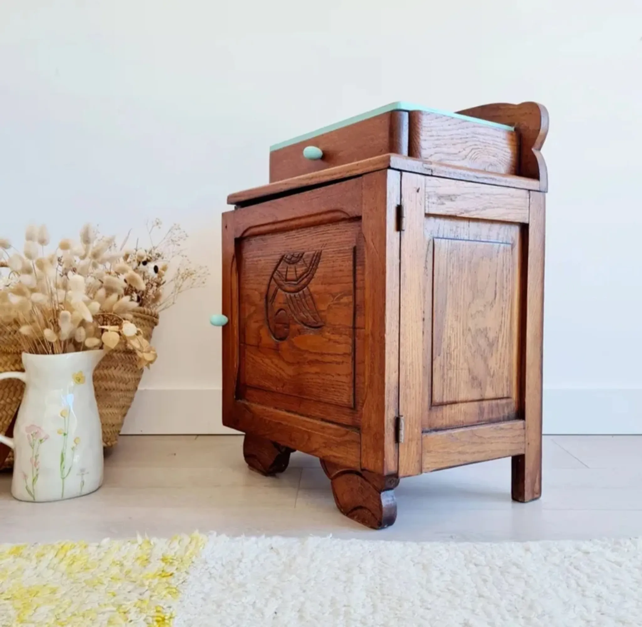 Small bedside table Art Deco wood