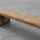 Banc bas rustique français en bois massif de style wabi wabi, vers 1880