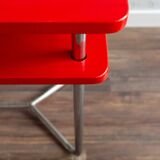 Functionalist Chrome Red Side Table Made In Czechoslovakia, 1930s