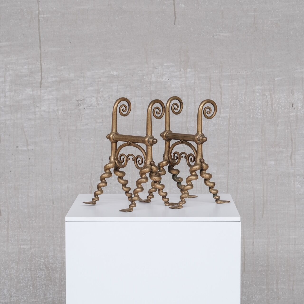 2 brass antique fire dogs