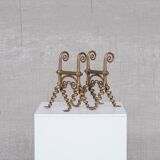 2 brass antique fire dogs