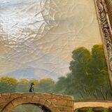 Counterpart of HST paintings "Animated mountain landscape" XIX° + frame