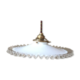 Old white opaline and brass hanging No.4