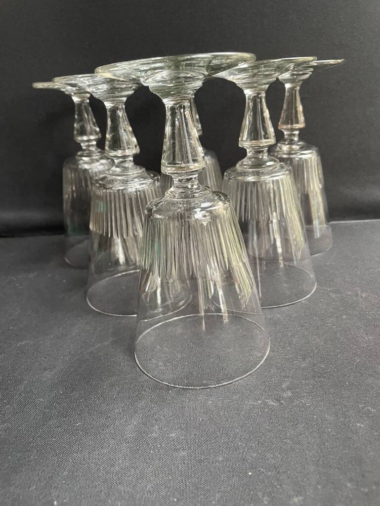6 large blown and cut glasses from the 19th century