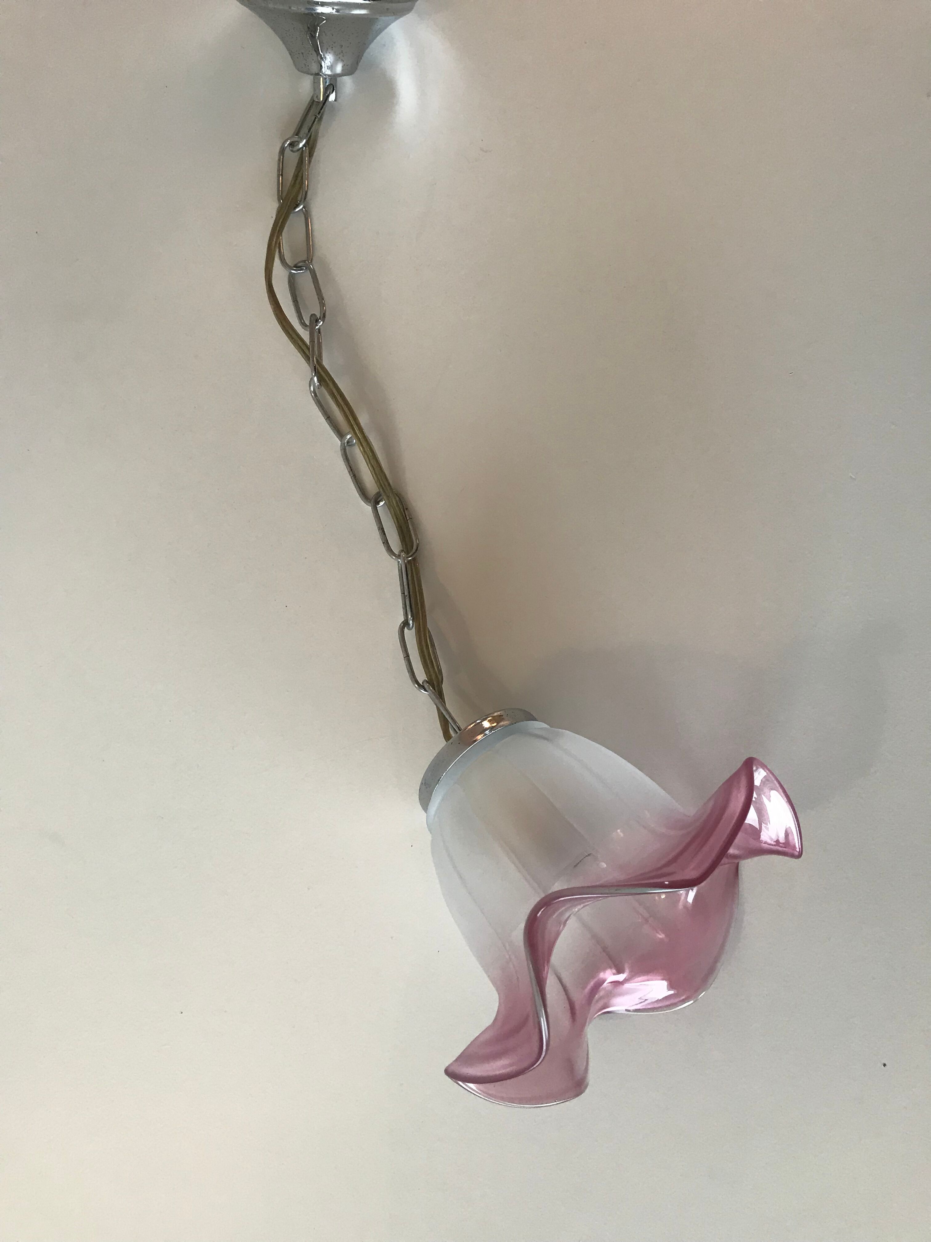 Luminaire vintage en verre fleurs