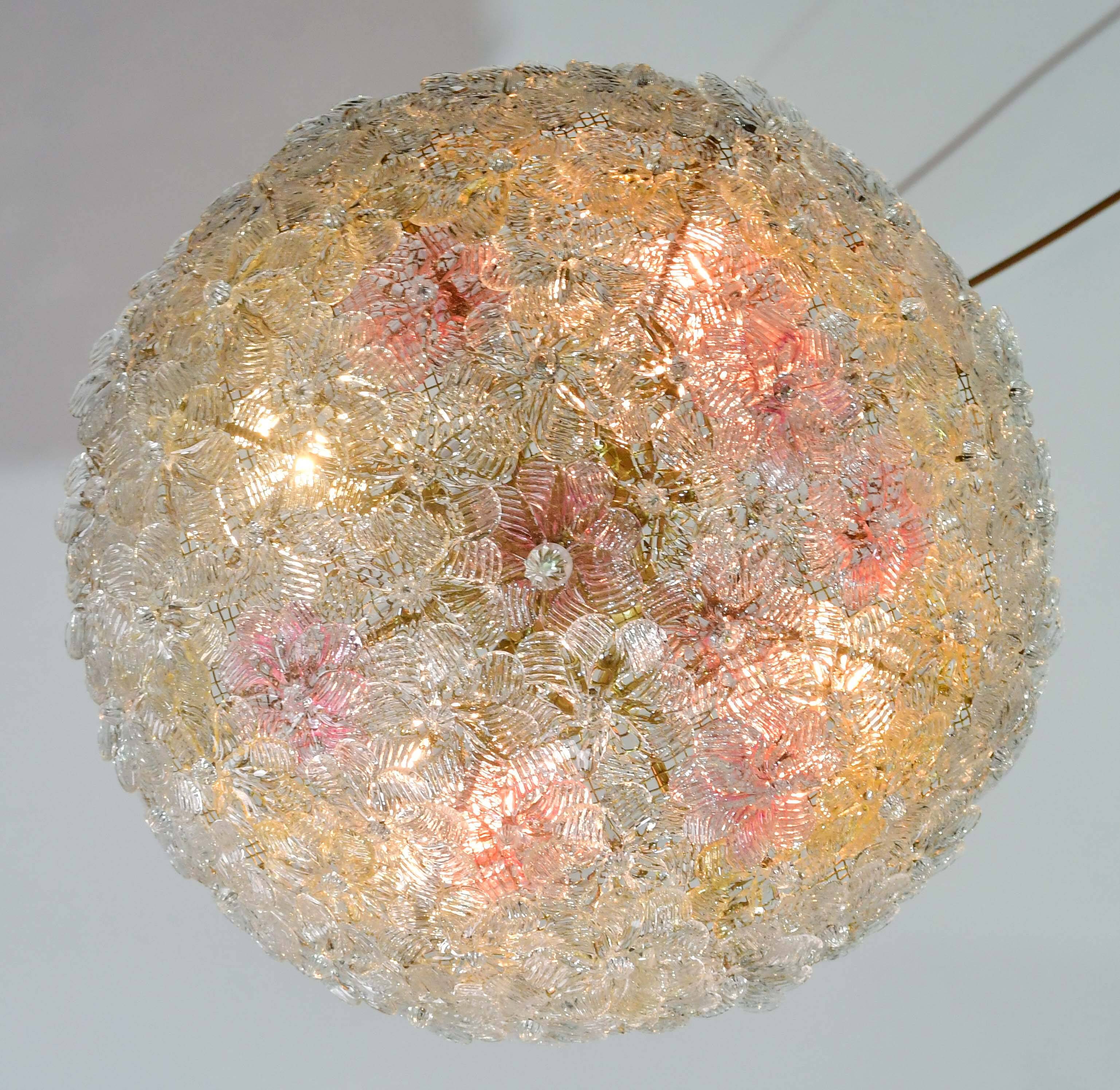 Amazing set of 2 Murano glass ceiling flower by Seguso for Venini