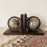 World map bookends terrestrial globes