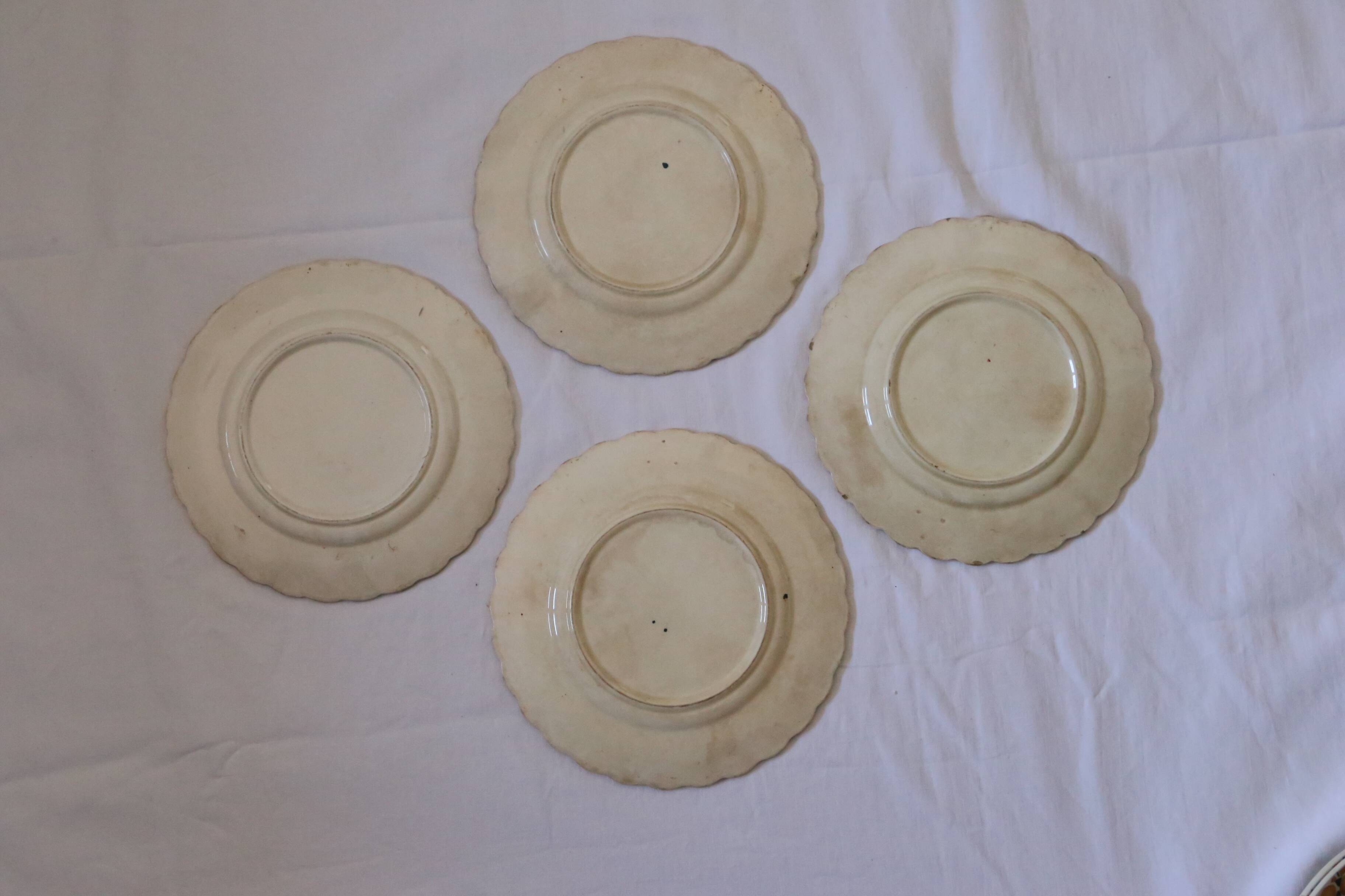 Set of 4 old polychrome plates