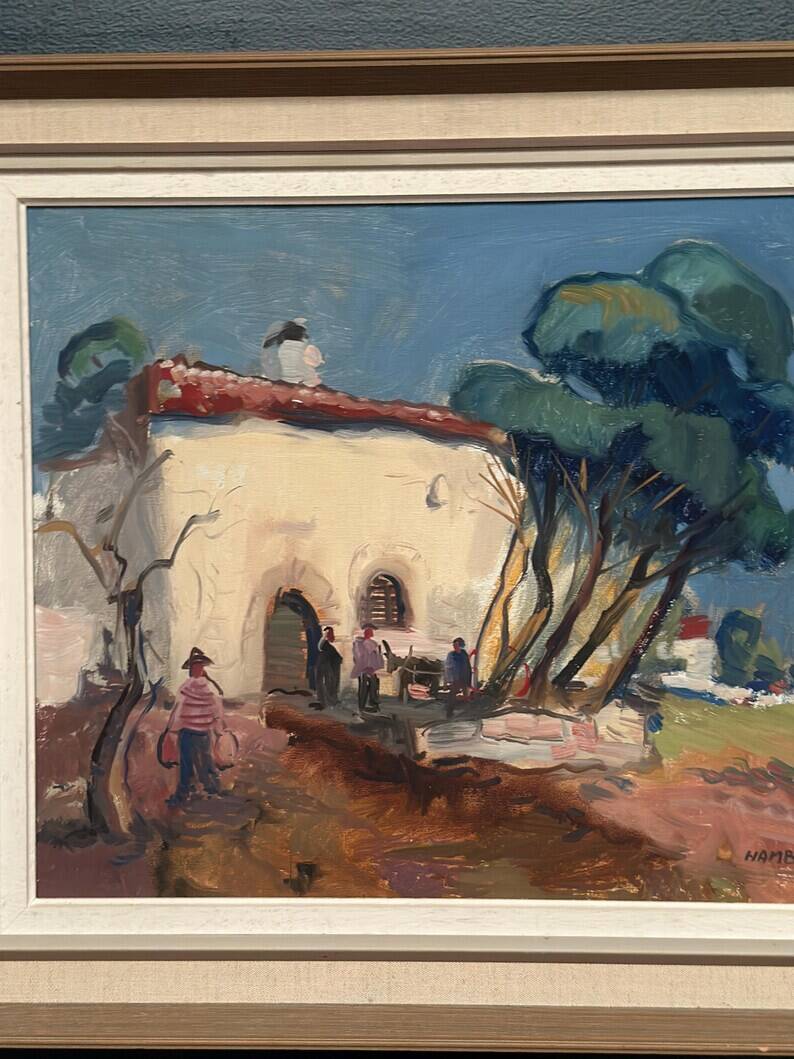 Original Swedish Oil on Canvas – “Mediterranean Scene” by Axel Hamborn – Signed – Vintage & Framed