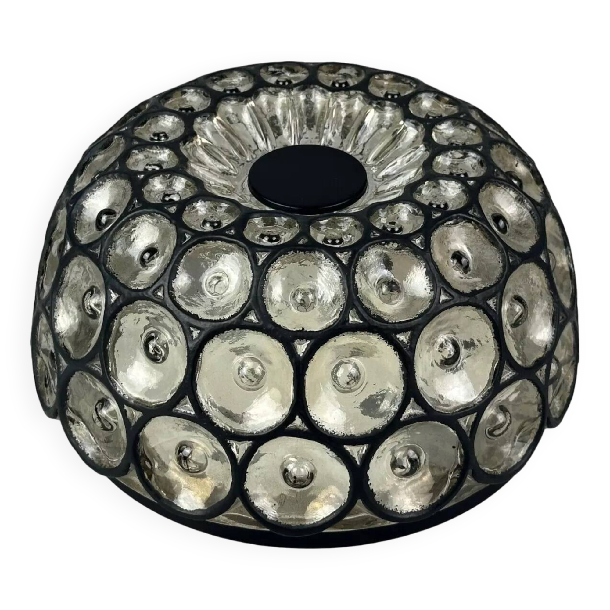 Ceiling light from the 60s and 70s Glashütte Limburg Germany glass & metal