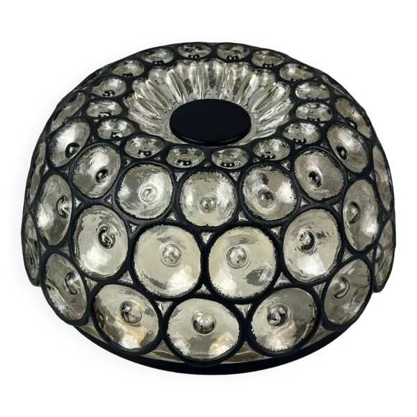 Plafonnier années 60-70 Glashütte Limburg Allemagne verre & métal