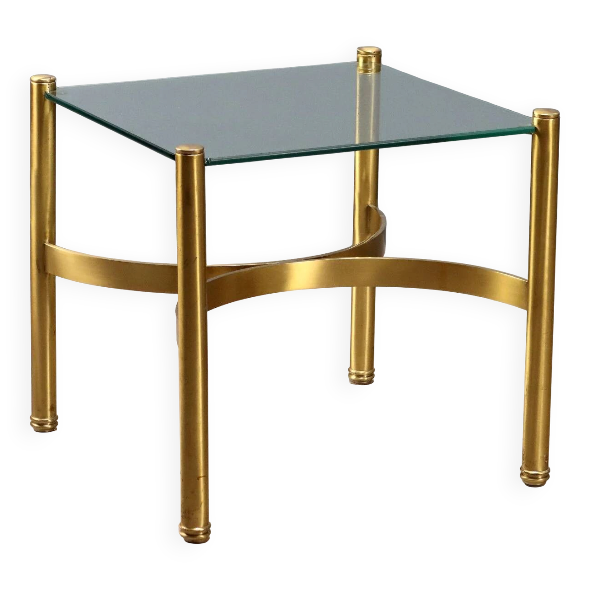 Vintage coffee table in brass and glass, Italian design, 1970s.