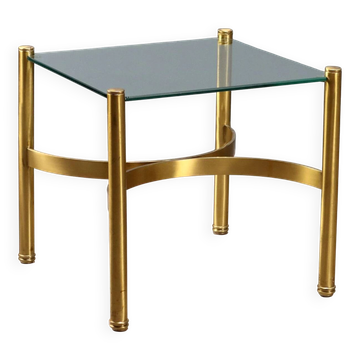 Vintage coffee table in brass and glass, Italian design, 1970s.