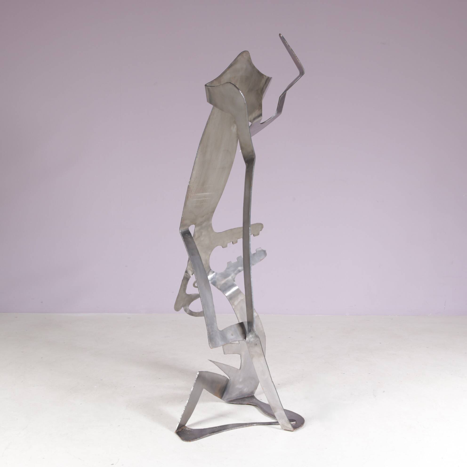 1990s abstract metal sculpture named: mensch mit mensch Guido Hafner German