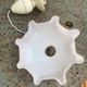 Chandelier, suspension in pink opaline and white interior, complete with pendulum, counterweight,