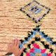 Vintage beige apricot Berber hallway rug with colourful patterns – 280 × 110 cm