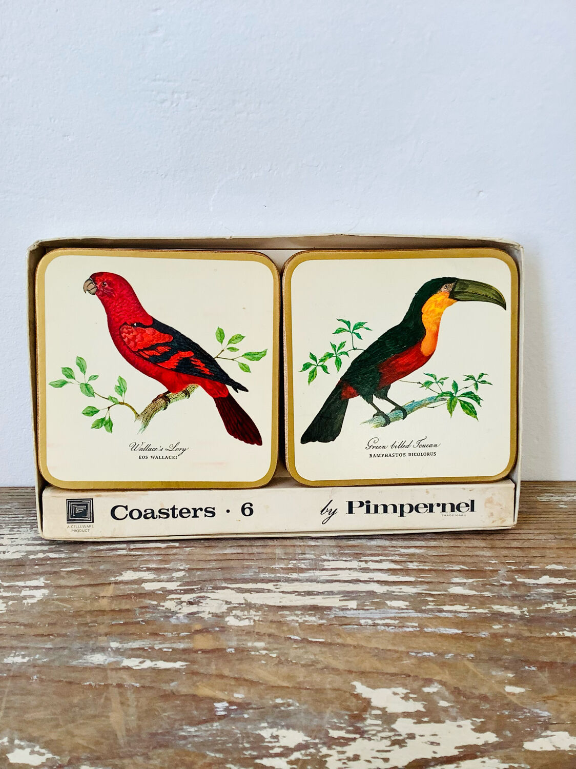 Box of 6 coasters bird motif