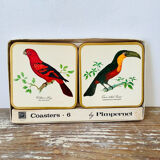 Box of 6 coasters bird motif