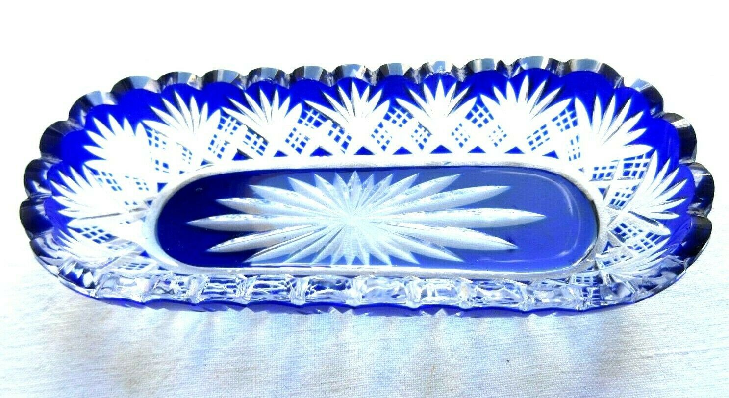 Coupelle Décorative Bleue Motifs écailles Huître Belourne Limoges - 16x13cm, Occasion