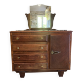 Commode art déco avec miroir biseauté et marbre