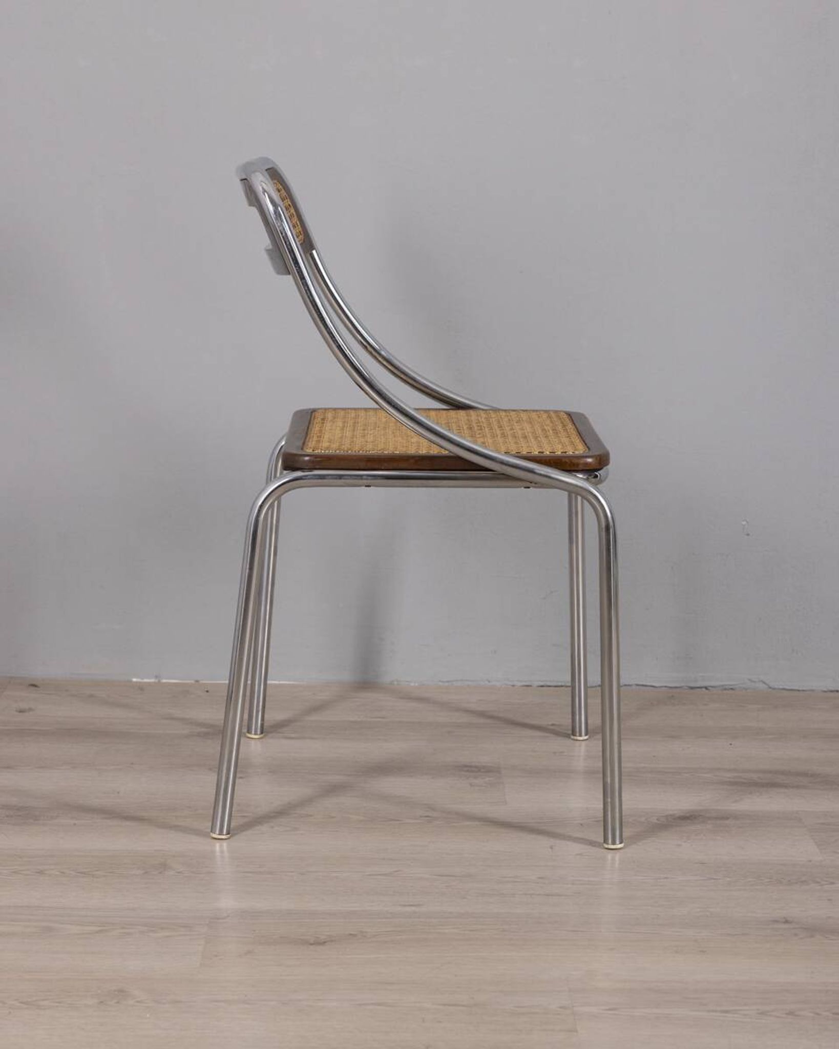 Set of 3 Vintage 1970s Chairs in Metal and Vienna Straw, Italian Design