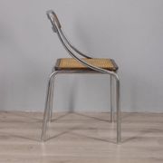 Set of 3 Vintage 1970s Chairs in Metal and Vienna Straw, Italian Design