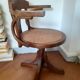 Swivel desk in walnut and rattan