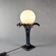 Ceramic lamp palm globe, Italian design 70-80, iridescent blue ceramic, white globe