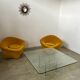 Old Italian design architectural coffee table from the 70s vintage glass and metal