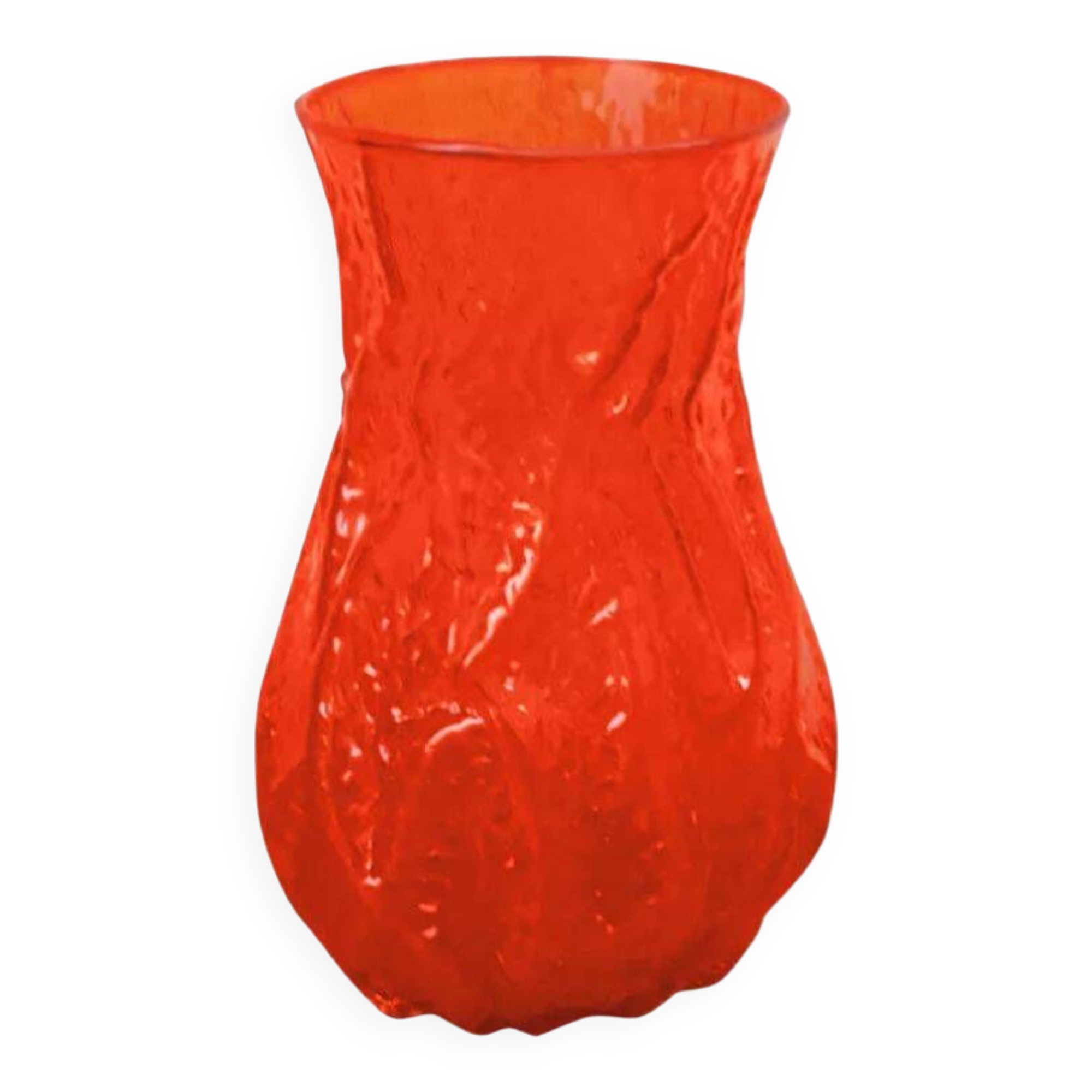 Vintage orange glass vase, 1960s.