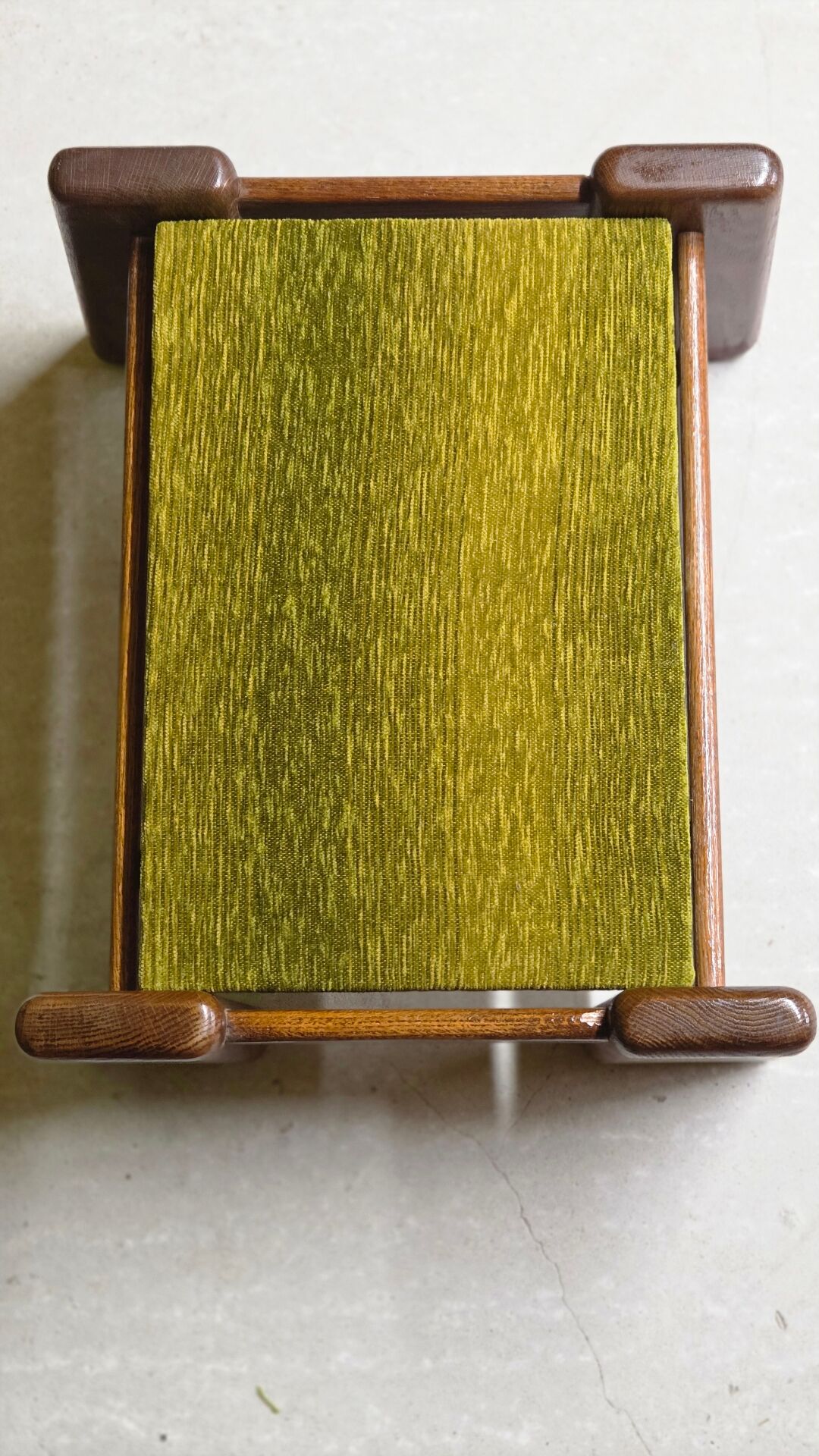 Brutalist oak footstool end table – 1970s