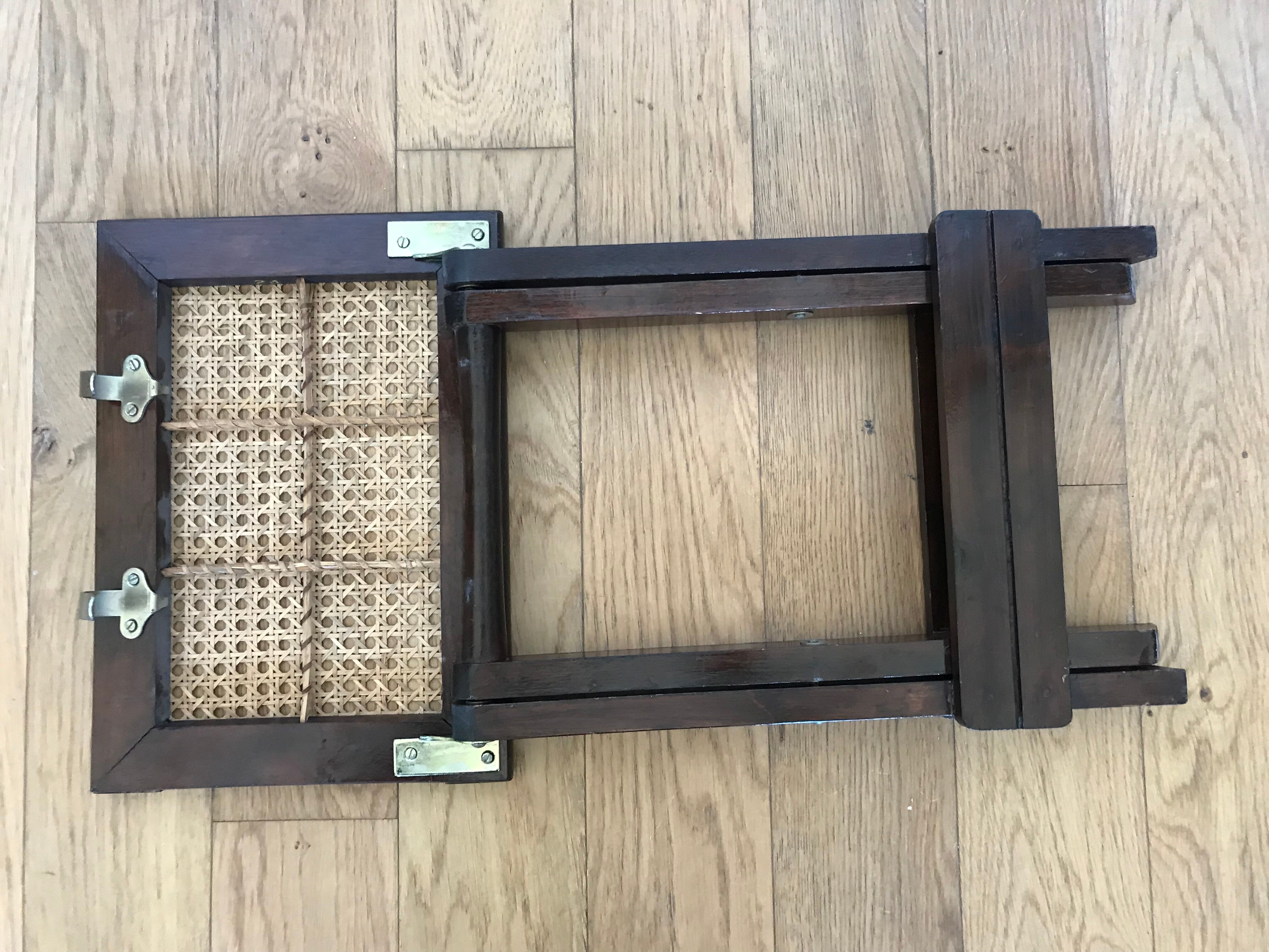 Wood and caning folding stool