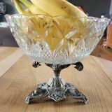 Cut glass bowl on a metal stand / compote dish