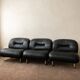 Italian Leather and Chrome Lounge Chairs, 1980s, Set of 3