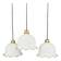 Set of 3 vintage bell-shaped pendants in white opaline with brown trim.