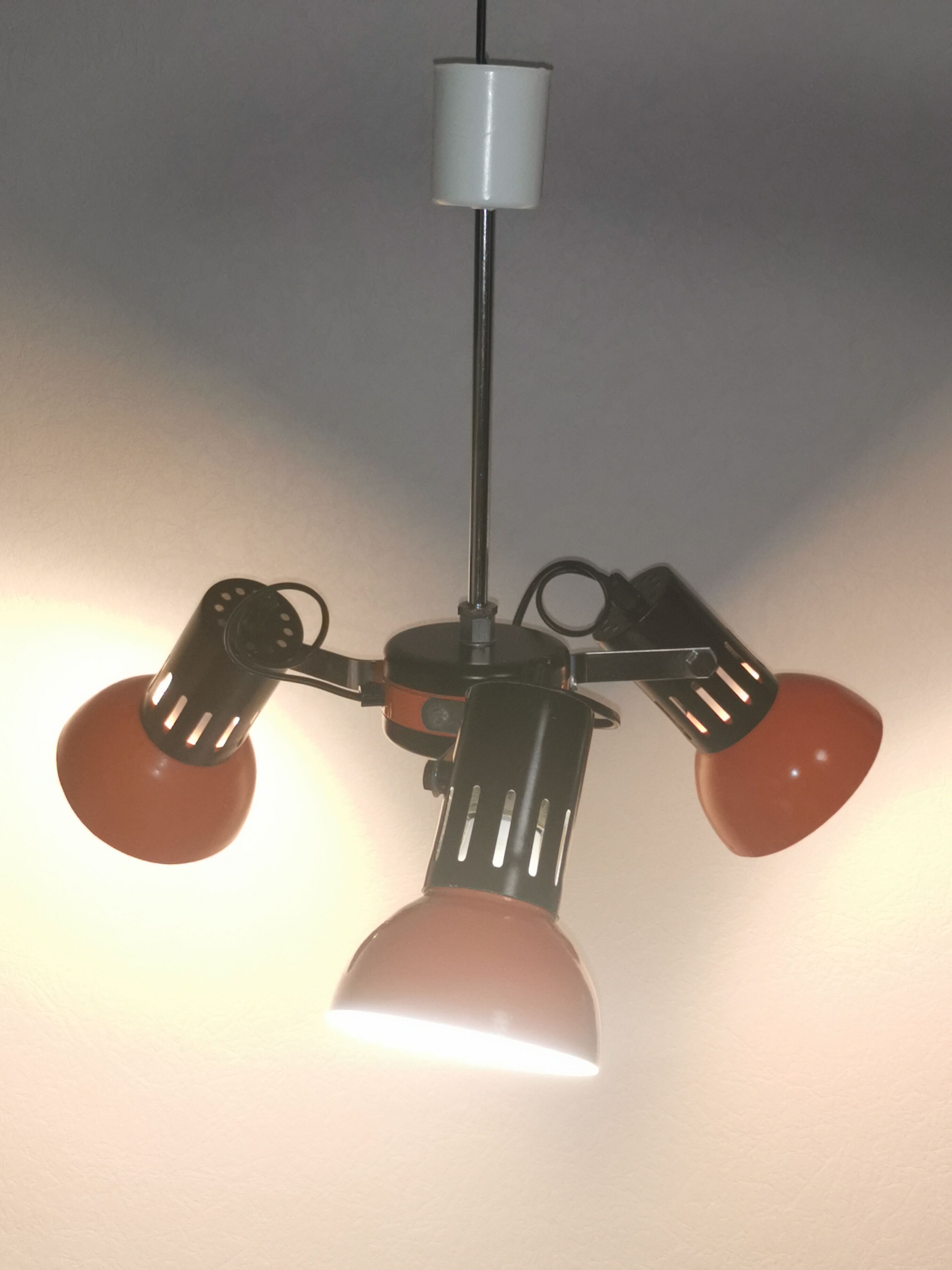 Hanging lamp 3 orientable spots, Aluminor France, 1970