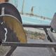 Vintage wooden rocking horse in painted brown — 1950s, Czech Republic