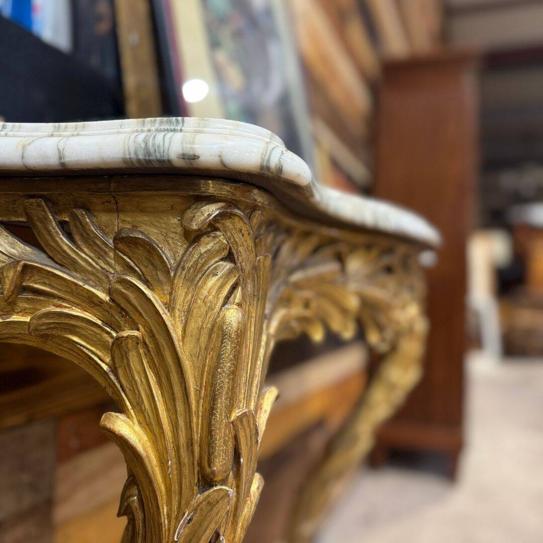 Gilded wooden console table – 1960s