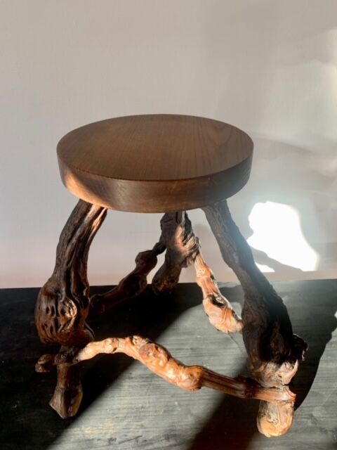 Wooden stool vine foot 50s