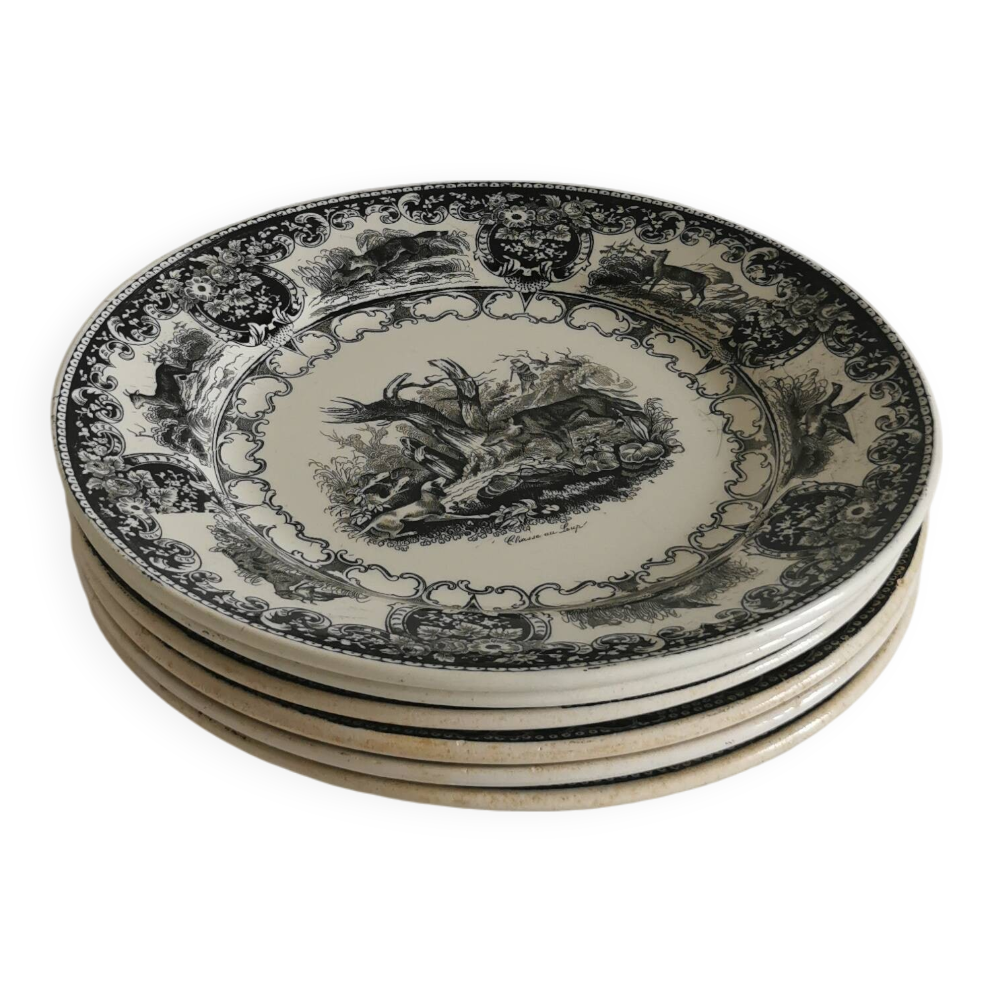 Lot de 6 assiettes en faïence Longwy Huart & Nothomb