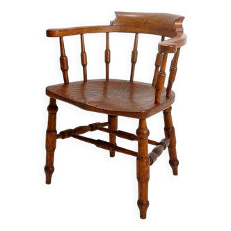 Elm armchair with curved back