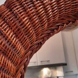 Round mirror in woven rattan, 1970s