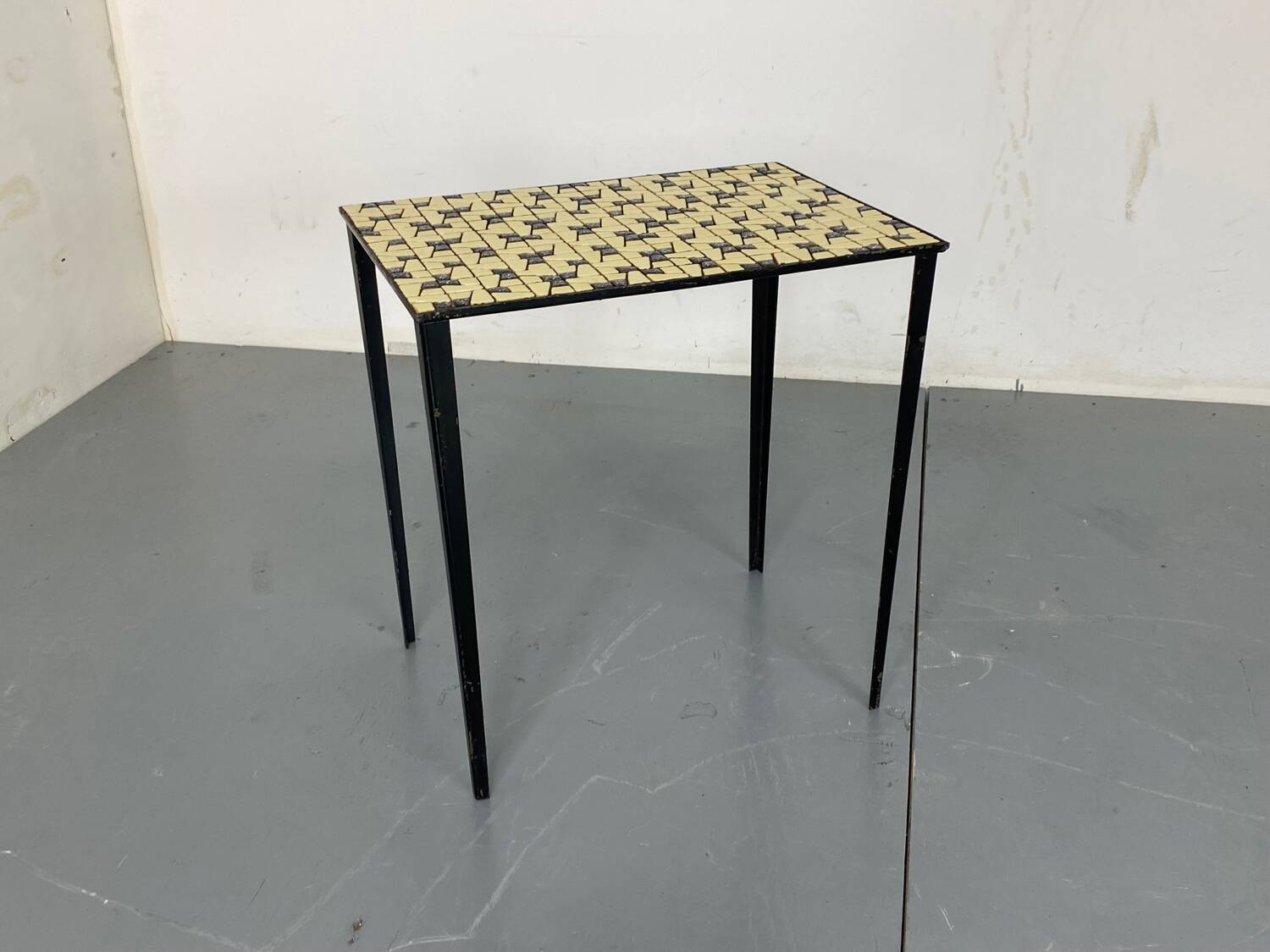 Vintage Modernist Mosaic Ceramic and Steel Side Table, 1950s