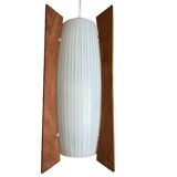 Teak and glass pendant light from the 50s