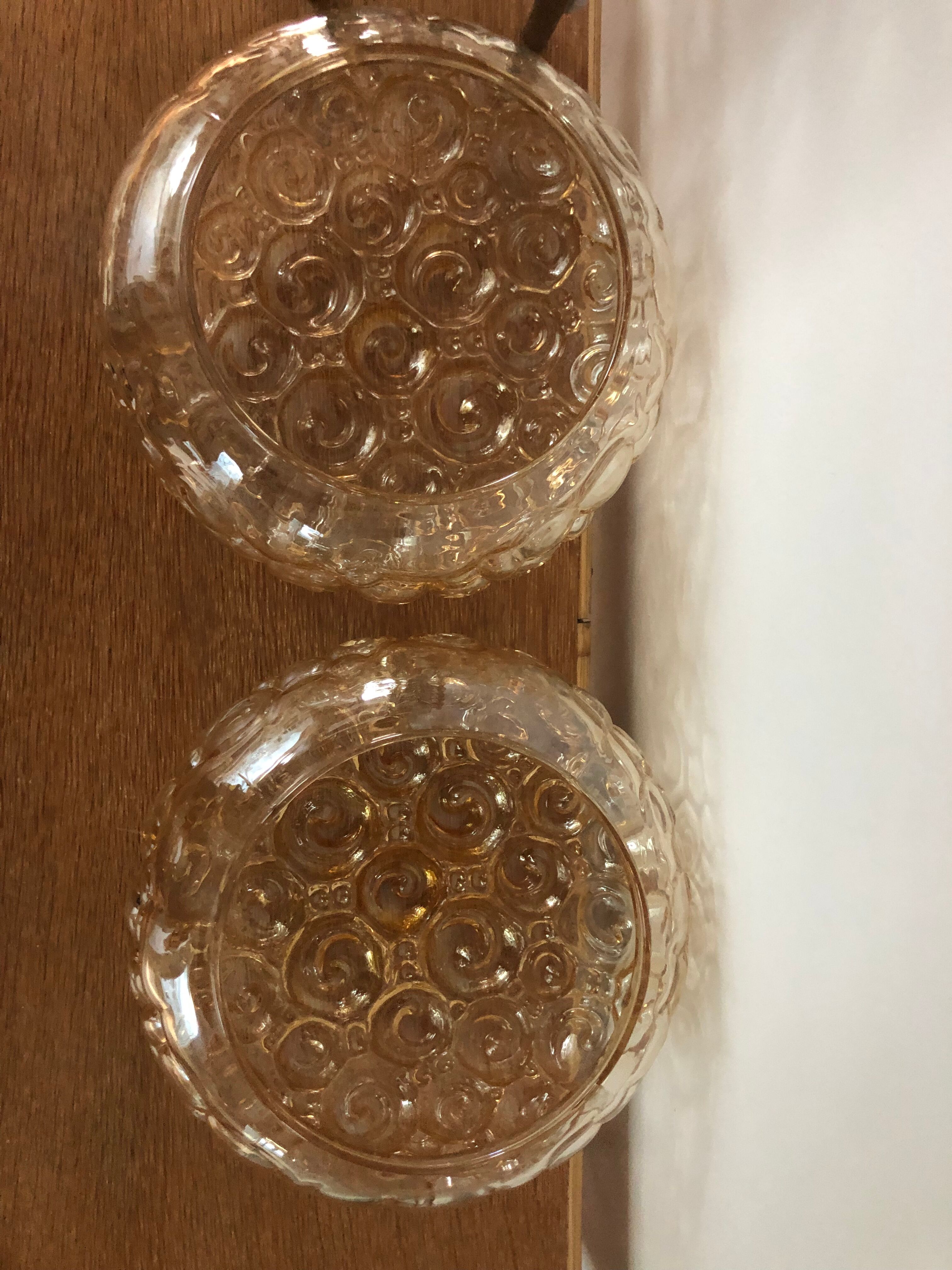 2 snail wall lamps amber glass by Helena Tynell 1960