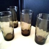 6 Verres couleur fumée Effet torse Années 70