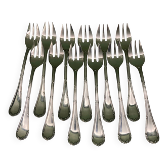 Christofle house 12 crossed ribbon oyster forks
