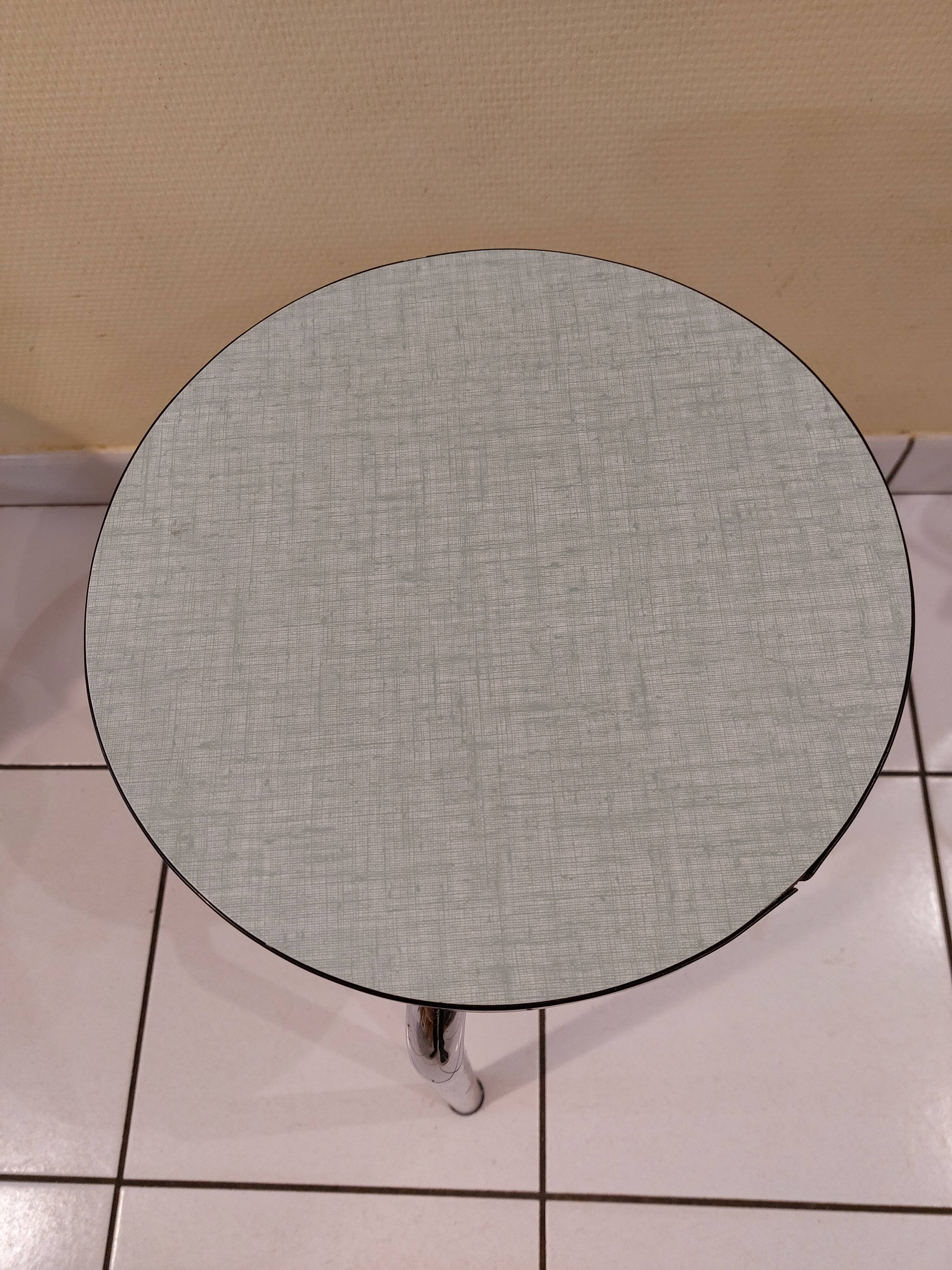 Tubular stool chrome adjustable seat in green formica