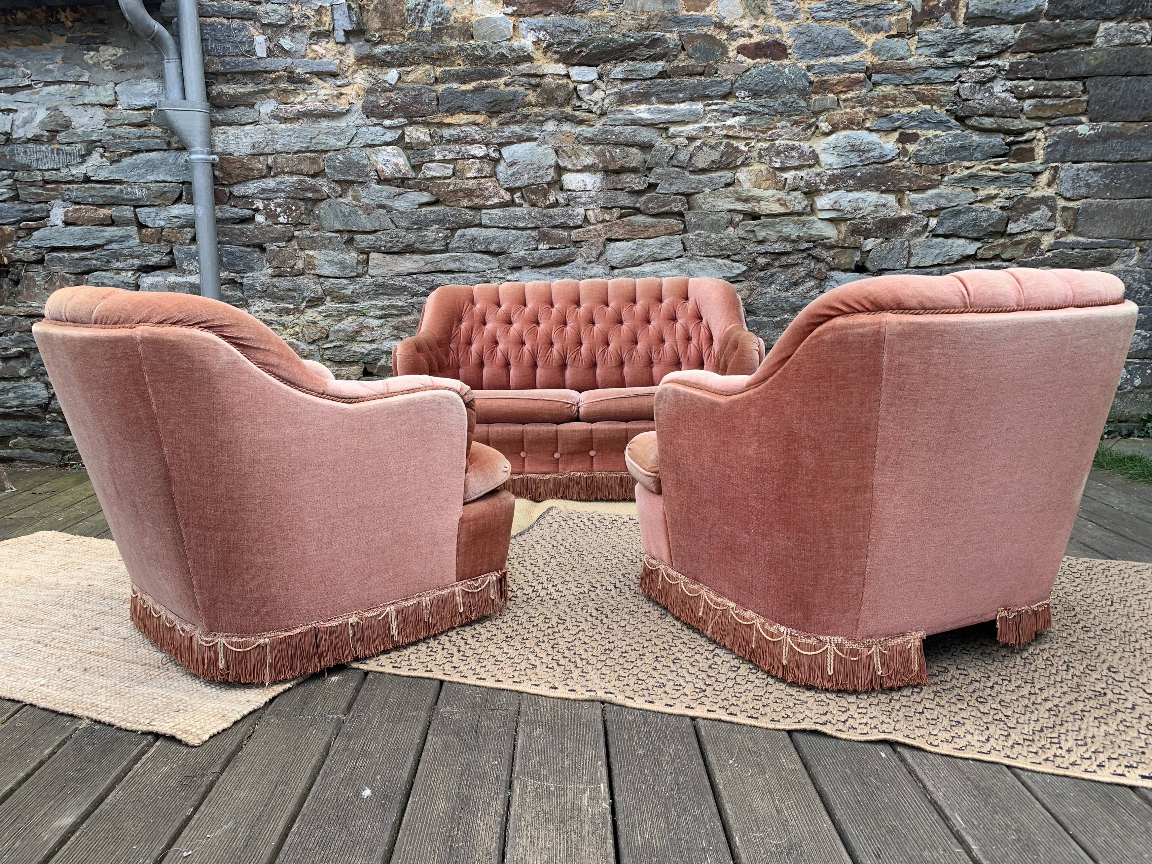 Living room 3 pieces velvet toad